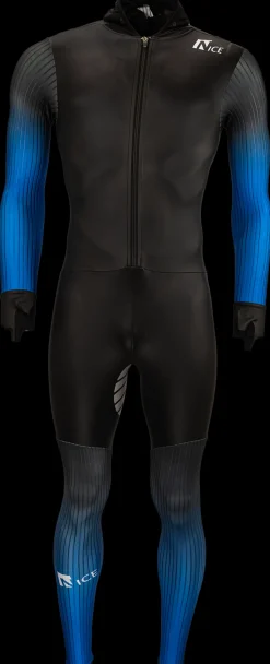 Nice rubber schaatspak power x zwart/blauw