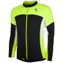 Rogelli Recco Wielershirt lange mouw Zwart/Fluo Geel