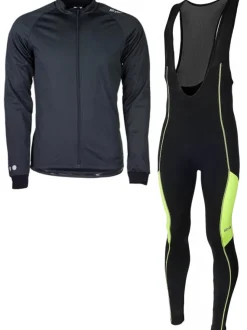 Skylar softshell winterjack + manzano salopet SET zwart/geel