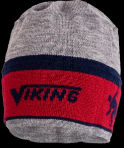 Viking hoofdband-muts rood/grijs